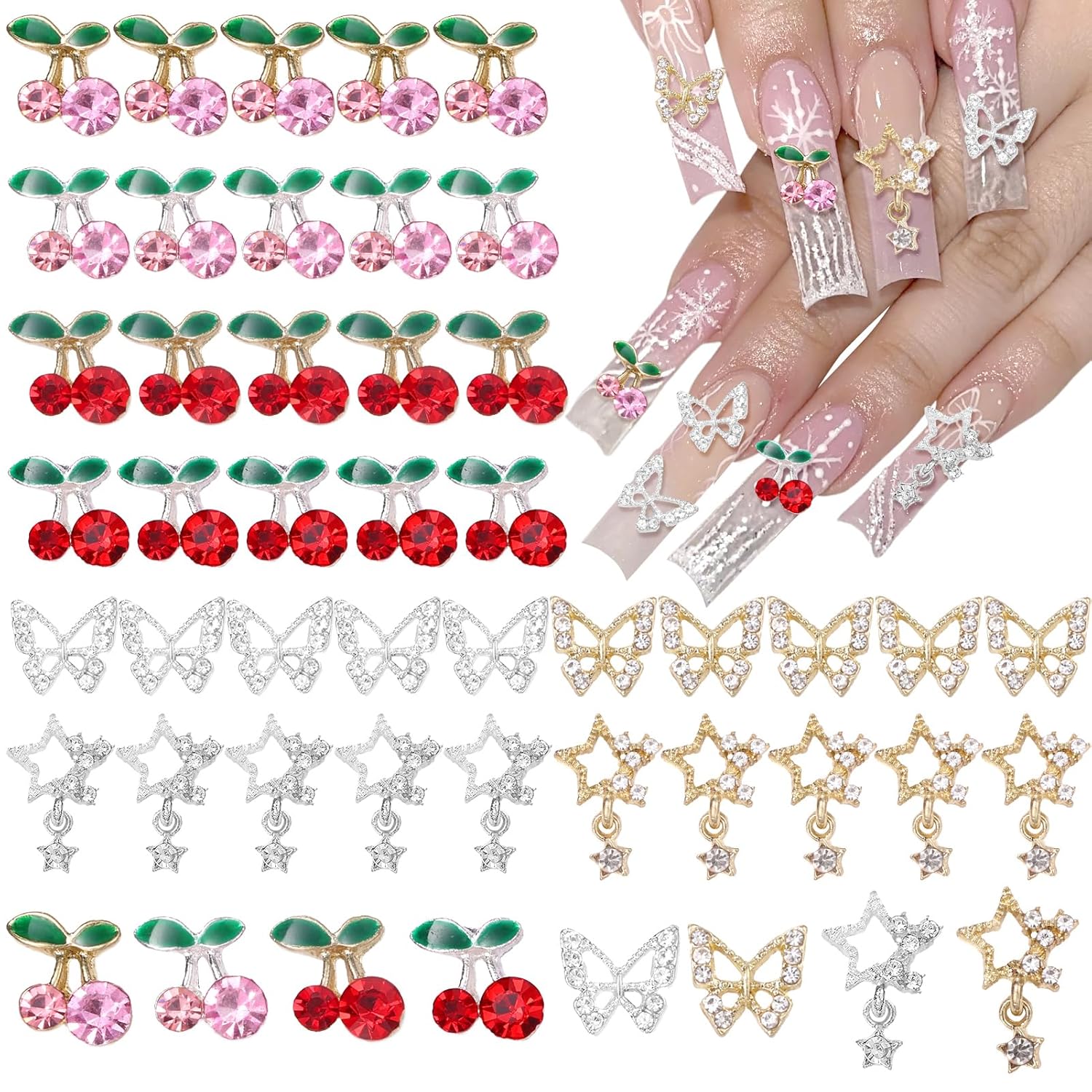 Nail Art Valentines Day - 40 pçs liga prego gemas encantos,