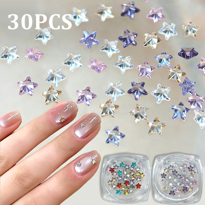 Nail Art Valentines Day - 30 peças Mini Estrelas de Cinco