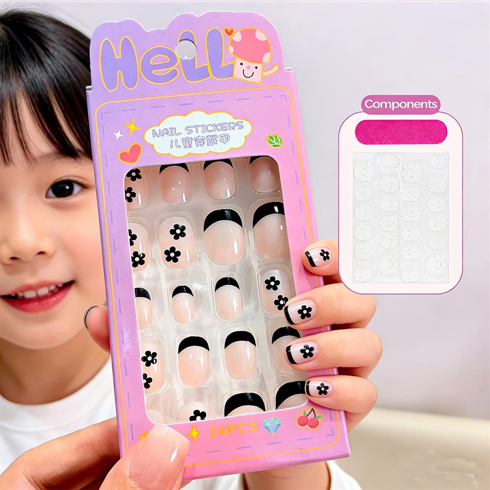 Nail Art Press On - 24 Unidades/Caixa de Unhas Postiças Infantis