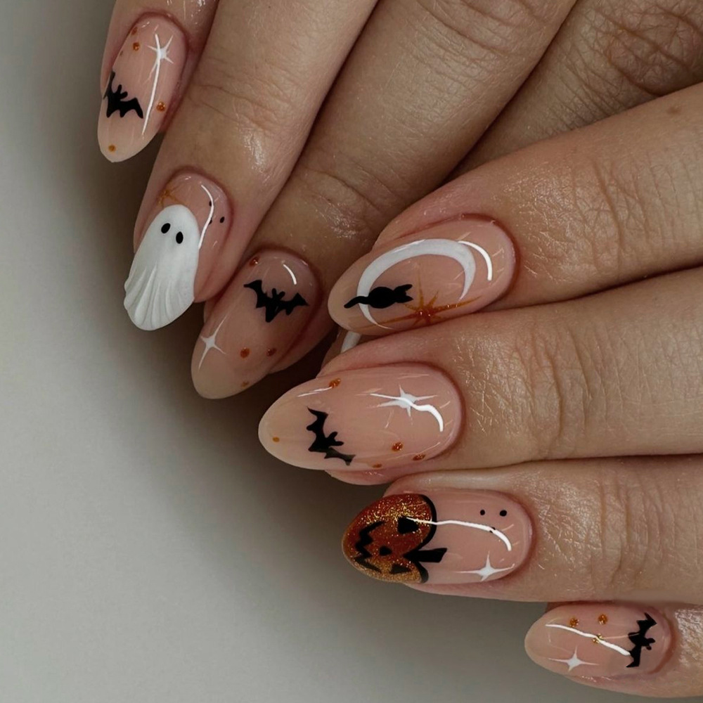 Nail Art Press On - 24 pçs simples amêndoa imprensa em