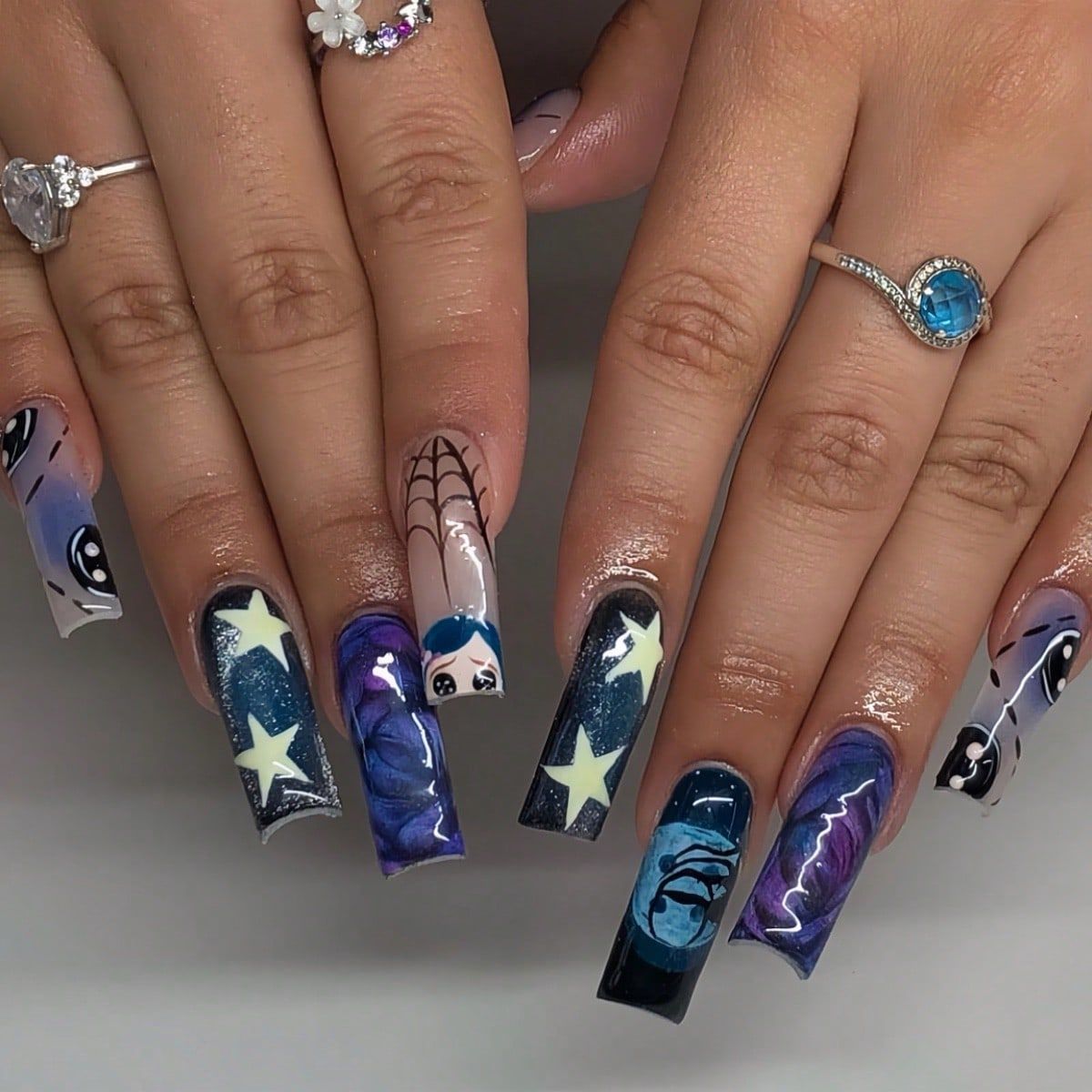 Nail Art Press On - Unhas Postiças Graffiti Destacáveis, Unhas Longas