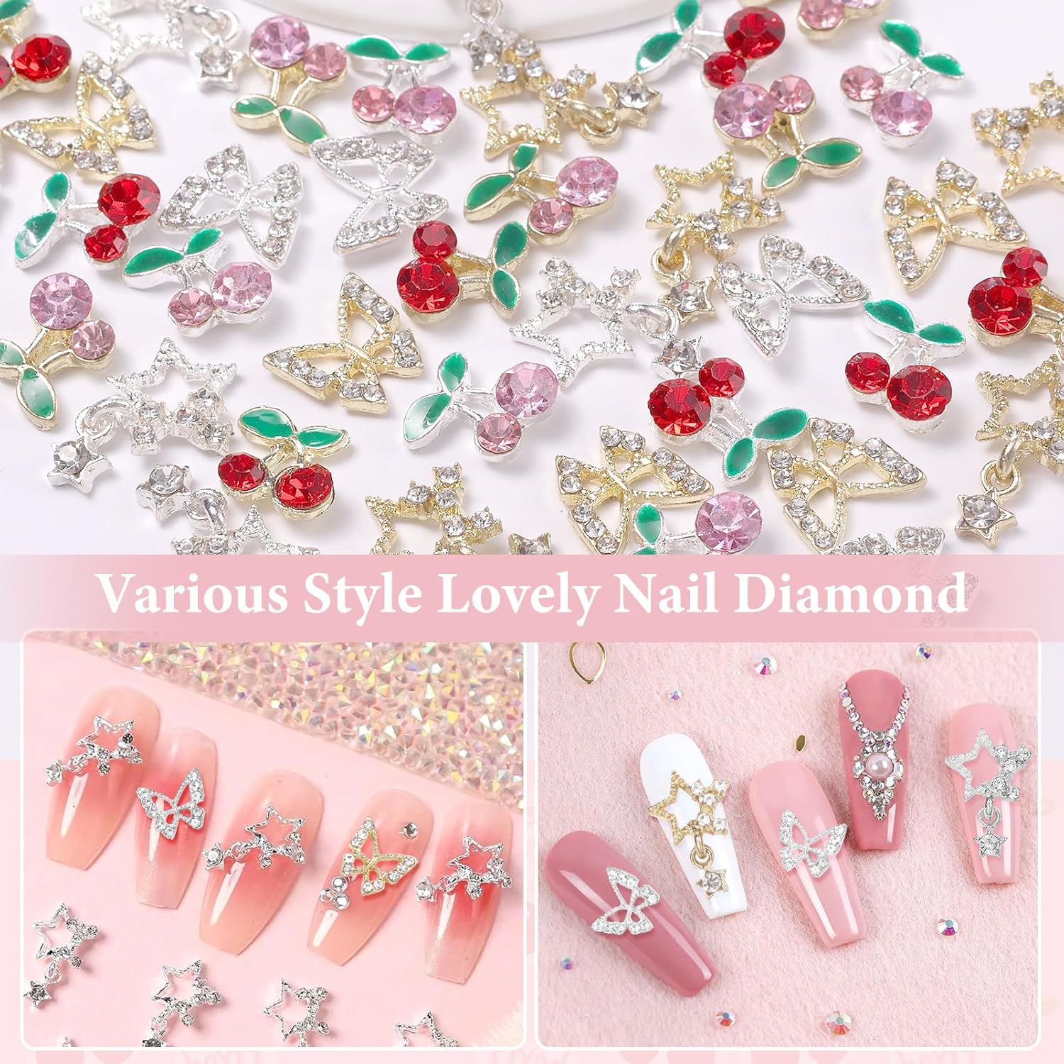 40 pçs liga prego gemas encant - Nail Art Valentines Day avaliação e preço