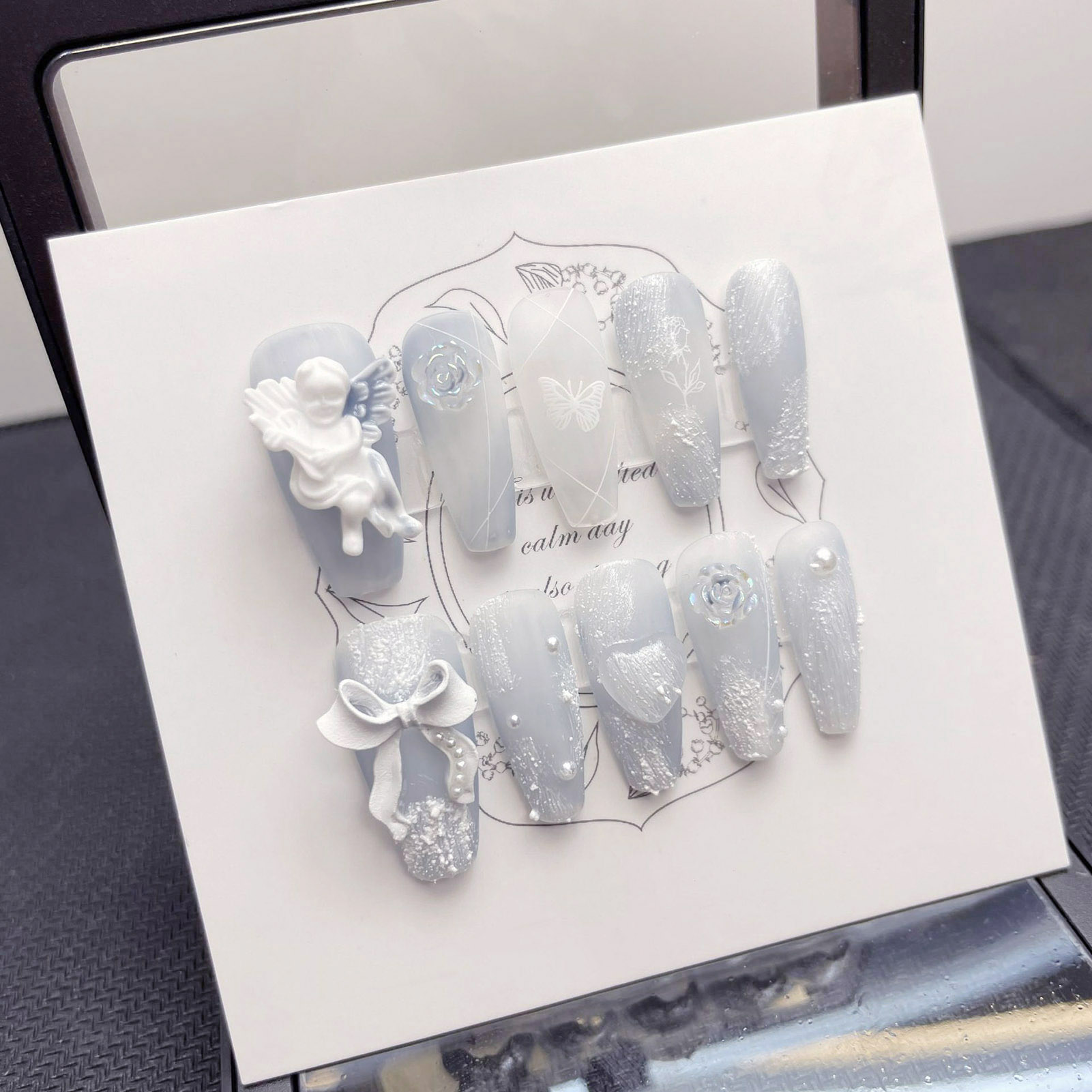 3D Gesso Unhas Falsas com Bowk - Nail Art Press On avaliação e preço