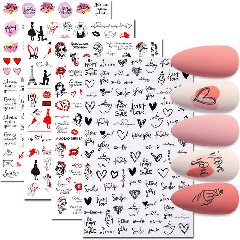 Arte do prego decalques amor c - Nail Art Valentines Day avaliação e preço