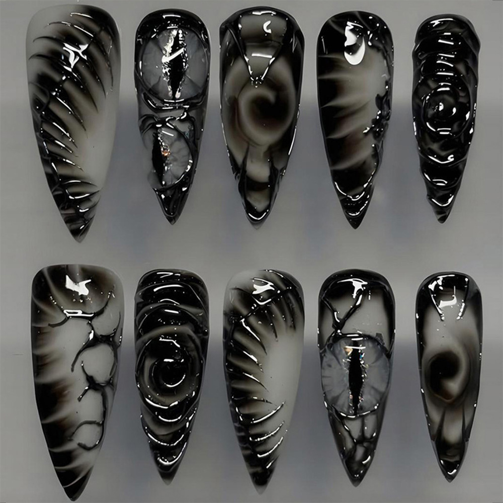 Unhas Postiças Stiletto Gótica - Nail Art Press On avaliação e preço